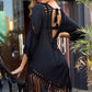 Backless Fringe Scoop Neck Cover Up