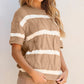 Striped Round Neck Short Sleeve Sweater