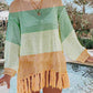 Openwork Tassel Hem Long Sleeve Knit Cover Up