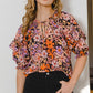 Floral Tie Neck Ruffled Blouse