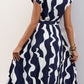 Tied Pleated Printed Cap Sleeve Dress