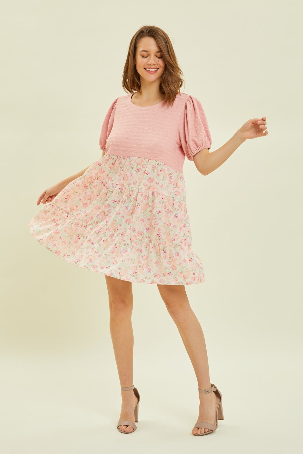 HEYSON Full Size Floral Ruffle Hem Mini Dress