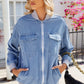 Pocketed Zip Up Baseball Collar Denim Jacket