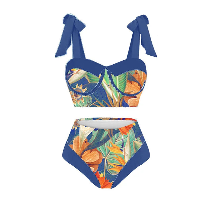 Tropical Print Boho Bikini Set