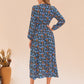 Full Size Printed Surplice Long Sleeve Dress