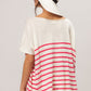 V Neck Striped Short Sleeve Top