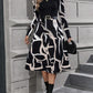 Printed Mock Neck Puff Sleeve Midi Dress