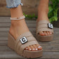 Letter Trim Wedge Sandals