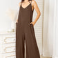 Soft Rayon Spaghetti Strap Tied Wide Leg Jumpsuit