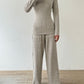 Ribbed V-Neck Long Sleeve Top and Pocketed Pants Set