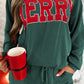 MERRY Round Neck Long Sleeve Top and Shorts Lounge Set