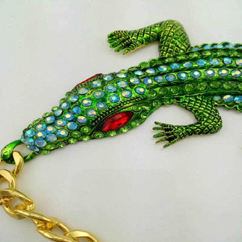 Rhinestone Crocodile Collar Necklace