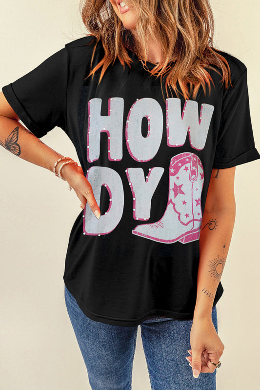 HOWDY Round Neck Short Sleeve T-Shirt