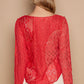 Exposed Seam Long Sleeve Lace Knit Top