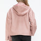 Drawstring Hem PU Leather Zip Up Jacket