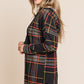 Drawstring Plaid Long Sleeve Hoodie