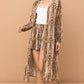 Snake Print Kimono Open Front Longline Cardigan