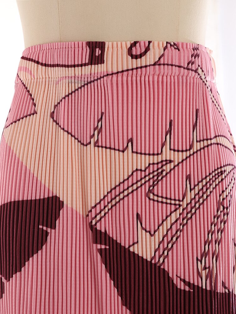 Miyake Pleated Printed Midi Skirt