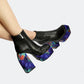Printed Square Toe Platform Ankle Boots