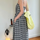 Checkered Sleeveless A-Line Maxi Dress