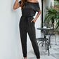 Drawstring Waist Short Sleeve Jogger Jumpsuit