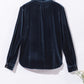 Frill Half Button Mock Neck Long Sleeve Blouse