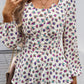 Peplum Printed Long Sleeve Blouse