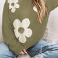 Round Neck Floral Pattern Long Sleeve Sweater