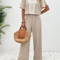 Lace Detail Round Neck Top and Pants Set