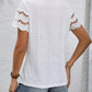 Full Size Eyelet Round Neck Short Sleeve Top