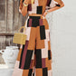 Color Block V-Neck Top and Wide Leg Pants Set