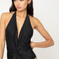 Twisted Plunge Halter One Piece Swimsuit