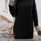 Striped Mock Neck Long Sleeve Sweater Dress