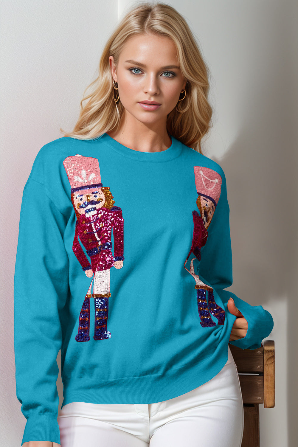 Nutcracker Sequin Long Sleeve Sweater