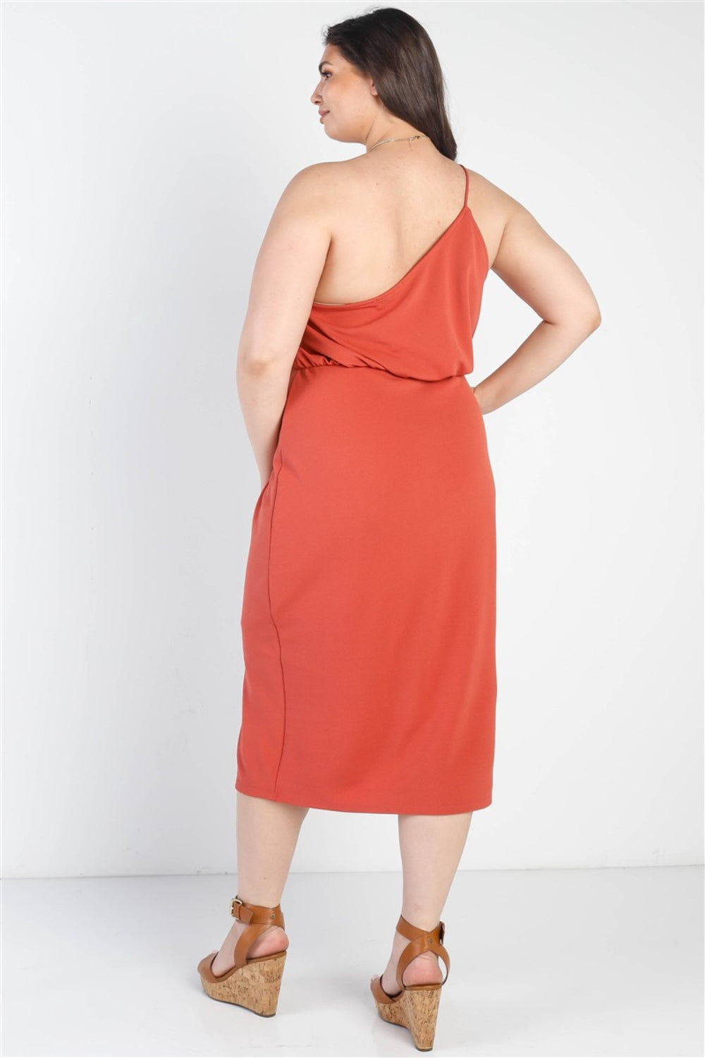 Full Size Slit One Shoulder Sleeveless Dress