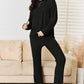 Basic Bae Ribbed Drawstring Hooded Top and Straight Pants Set