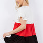 Color Block Ruffled Short Sleeve Top