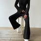 Ribbed V-Neck Long Sleeve Top and Pocketed Pants Set