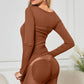 Built-In Shapewear Square Neck Long Sleeve Maxi Dress