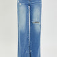 RISEN High Rise Frayed Hem Wide Leg Jeans