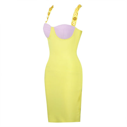 Color Block Spaghetti Strap Mini Bodycon Dress