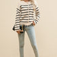 Striped Button Up Round Neck Cardigan