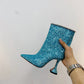 French Women's Pointed Toe Sequined High-Heeled Shoes Niche High-Heeled Short Boots Temperament Wine Glass With Fashion Boots