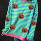 Pumpkin Striped Round Neck Long Sleeve Sweatshirt