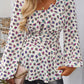 Peplum Printed Long Sleeve Blouse