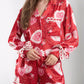 Valentine’s Day Lace Detail Heart Print Collared Neck Top and Shorts Lounge Set