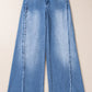 Raw Hem Wide Leg Jeans with Pockets