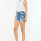 Kancan Full Size High Rise Raw Hem Denim Shorts