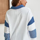 Color Block Johnny Collar Long Sleeve Sweatshirt