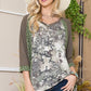 Celeste Full Size Floral Contrast Raglan Sleeve Top